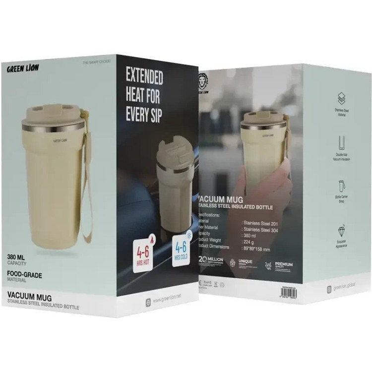 ماگ مسافرتی گرین لاین مدل GNVCMC380ML ظرفیت ۳۸۰ میلیلیتر عایق