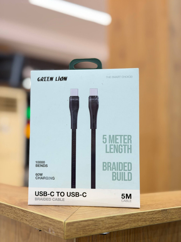 کابل شارژ تایپ سی به تایپ سی فست شارژ گرین لاین مدلBraided Cable طول ۵ متر